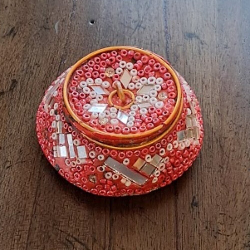 Vintage Mandala Pattern Trinket Box, handmade India